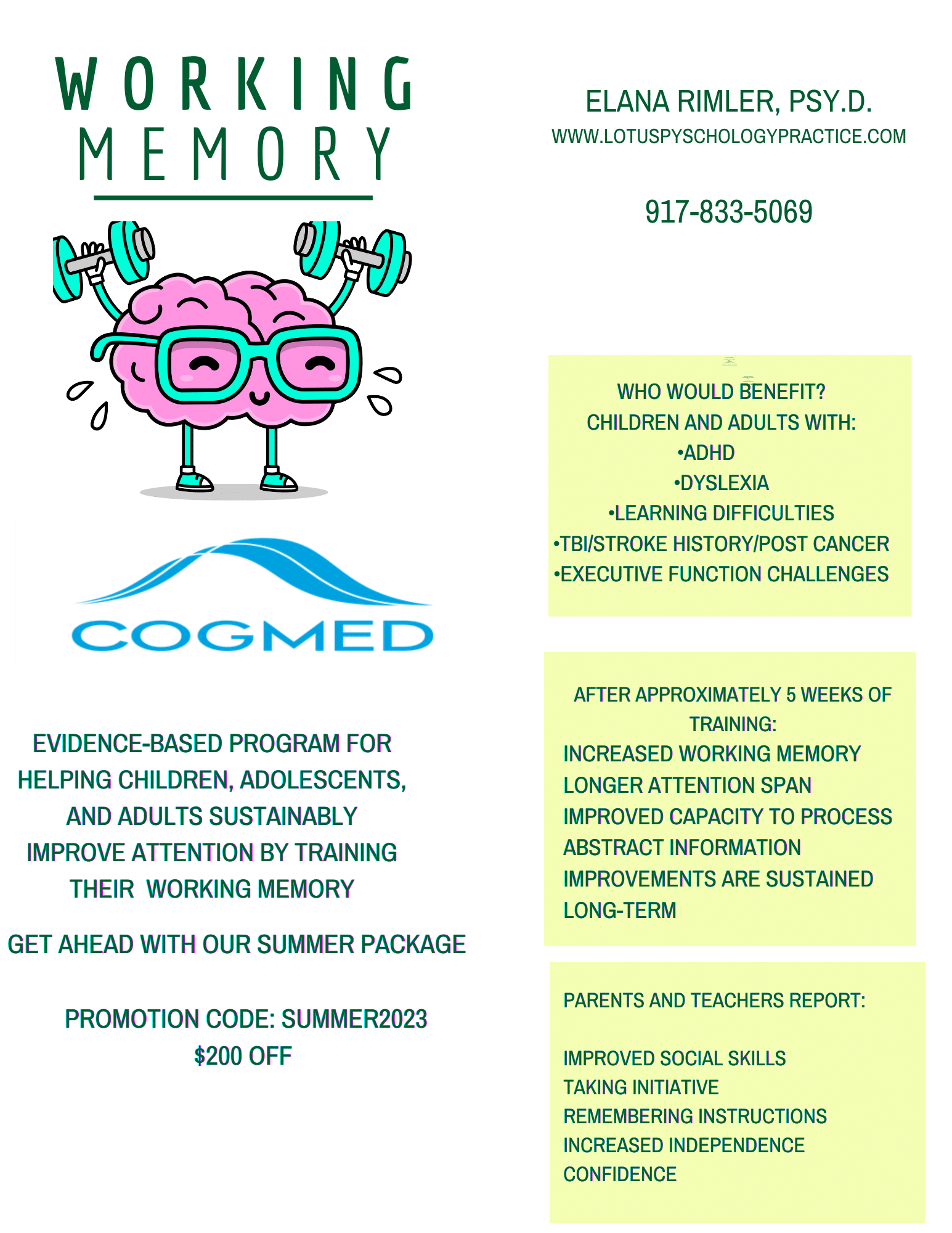 How Cogmed Enhances Working Memory Lotus Psychology Practice